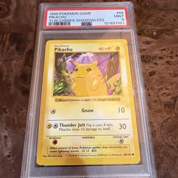 1999 Pokémon Pikachu Yellow Cheeks Shadowless PSA 9