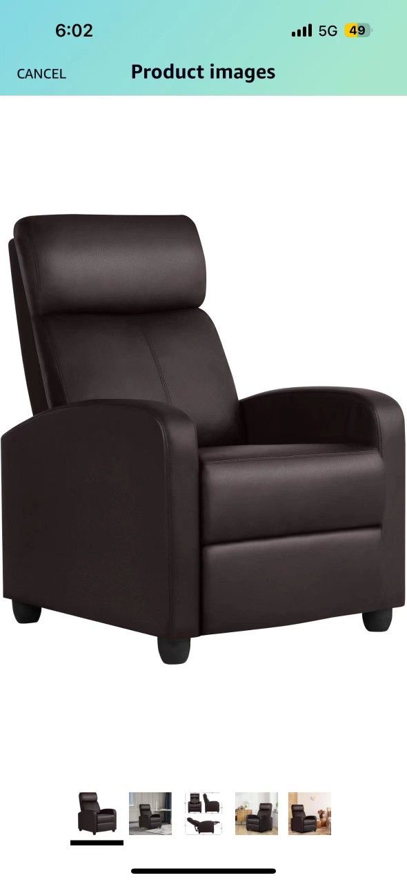 Recliner Chair Faux Leather Recliner Sofa Adjustable Modern Recliner Seat Club Chair Home Theater Seating Brown