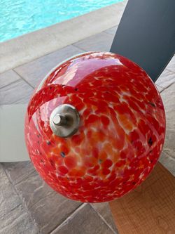 Red Speckled Art Glass Globe Lamp Shade