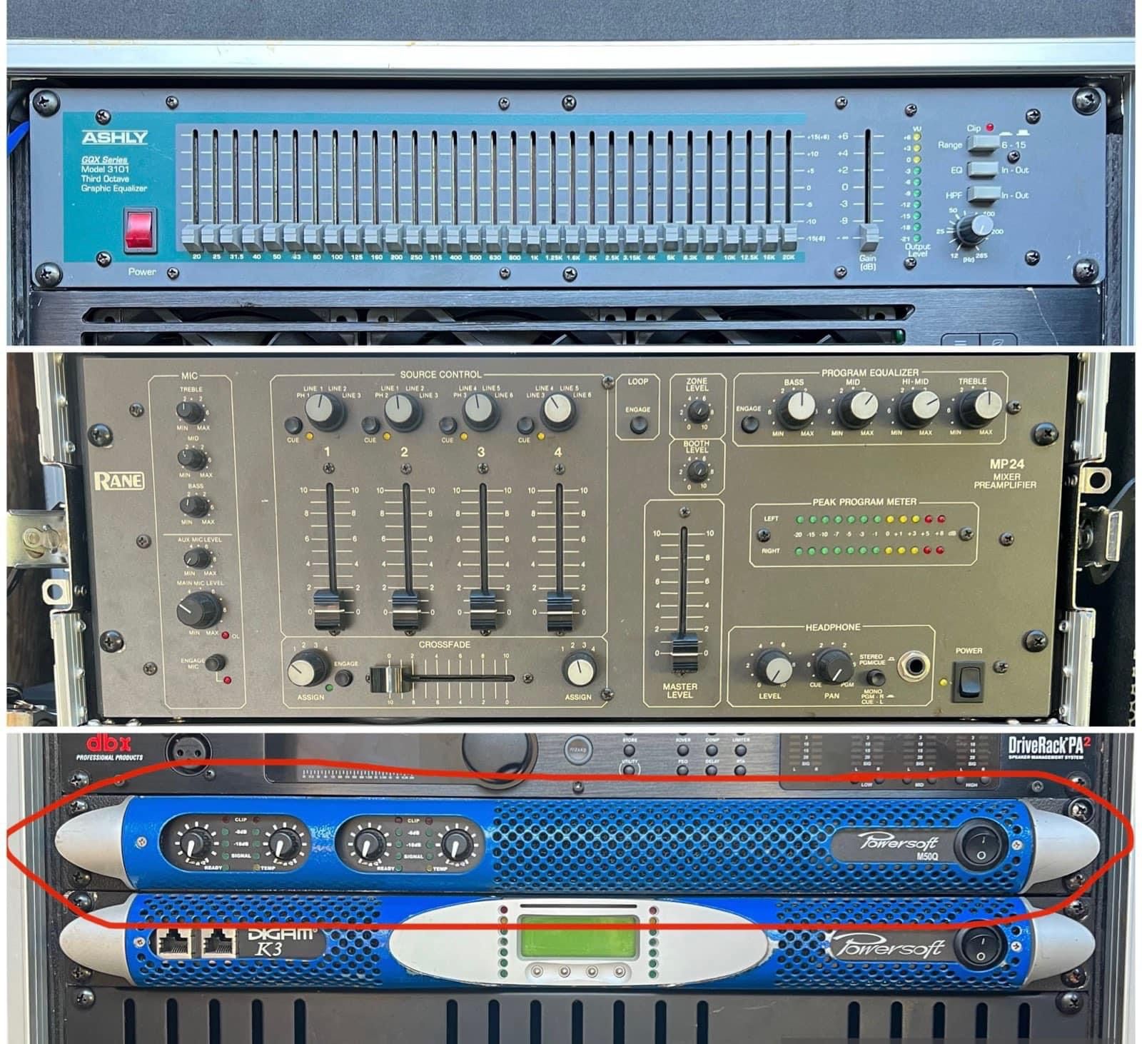 For sale Ashly GQX 3101 Equalizer 150 Rane MP24 Mixer 500 Powersoft M50Q 1,200 All working in