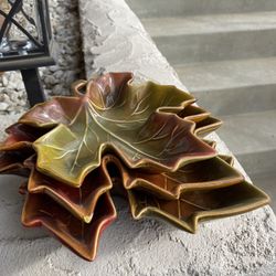 Set of 3 Stacking Maple Leaf Candy Dishes 3 Different Sizes