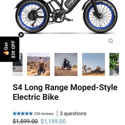 S4 Long Range Moped - Style Electric Bike