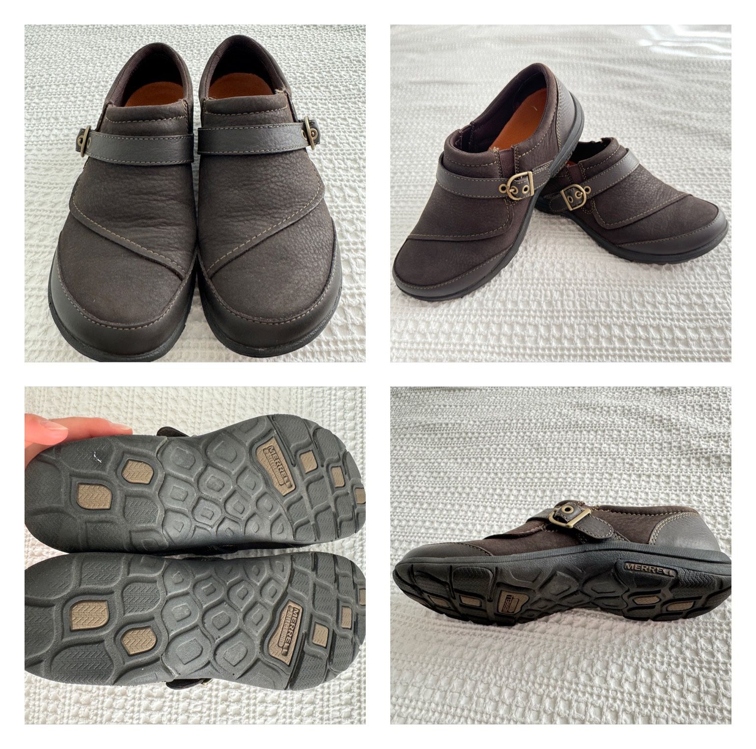 Merrell Women's Dassie Buckle Closure Slip-On Leather Casual Shoes Black J69078 Size 6