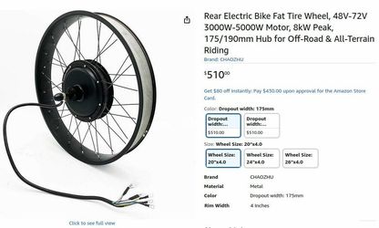 5000w ebike hub motor 20x4.0
