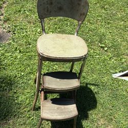 Antique Foldable Step Stool Vintage