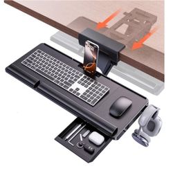 Klearlook Upgraded Ergonomic Keyboard Tray Under Desk, Adjustable Sliding Keyboard Platform Holder, Keyboard Stand with Wrist Rest & Storage Drawer fo