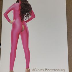 Glossy Pink Catsuit 2 Way Zipper Size Small