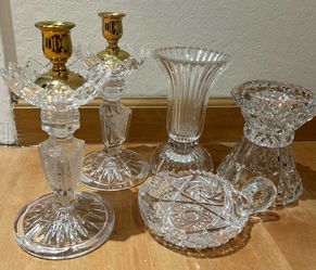 Elegant Glass Candlestick Holders & Decor Set