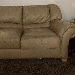 Tan leather couches 
