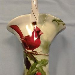 

Cardinal in Holly Porcelain Basket 9.5” high x 6.5” wide--

