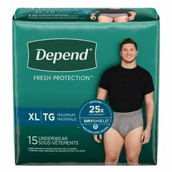 Men’s Depends – XL \ TG 15 Pack / 11 Packs / 165 Total Per Pack Price OBO