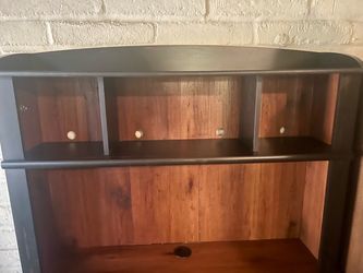 Wood Computer Desk with Hutch Storage