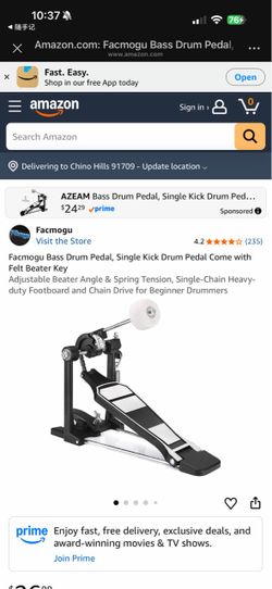 Facmogu Bass Drum Pedal, Single Kick Drum Pedal Come with Felt Beater Key Adjustable Beater Angle & Spring Tension, Single-Chain Heavy-duty Footboard