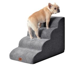 EHEYCIGA Curved Dog Stairs Ramp for High Beds 19.7" H, 4-Step Dog Steps for Small Dogs and Cats, Pet Stairs for High Bed Climbing, Non-Slip Balanced P
