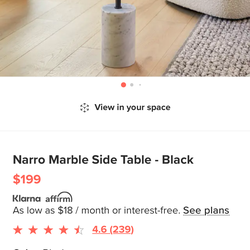 NARRO MARBLE SIDE TABLE(BLACK)