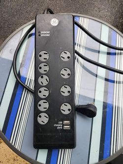 GE 10 Outlet Surge Protector Power Strip 2 USB Ports PS-109F-2A
