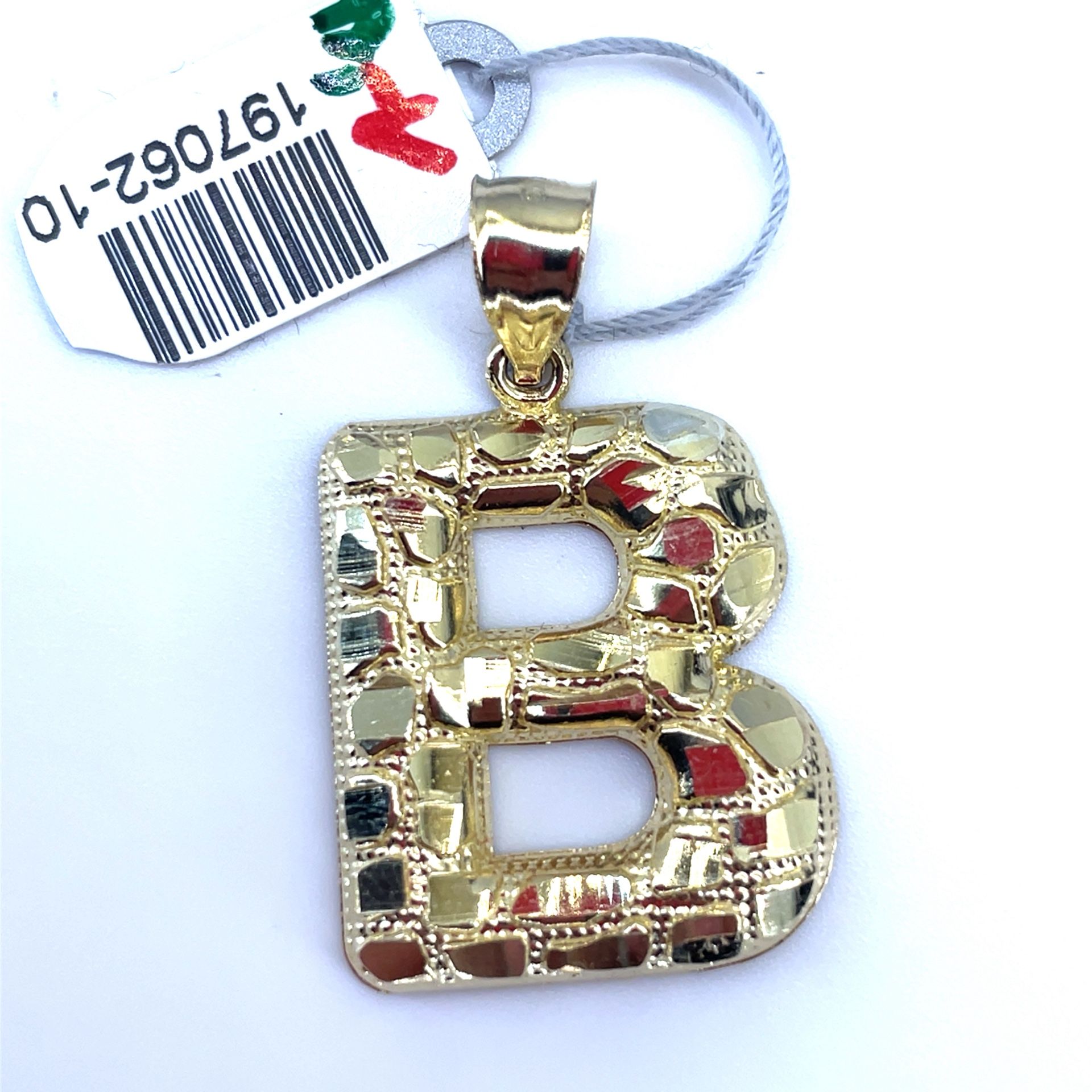 10Kt Yellow Gold Puff Nugget Letter B Pendant 3.40g 197062/10