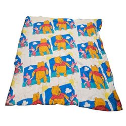 Vtg Disney Winnie The Pooh &amp; Piglet Twin Bed Comforter  Cloud Quilted Blanket 