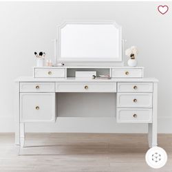 Pottery Barn Teen Auburn Vanity Desk, Nightstand and Table Lamp 