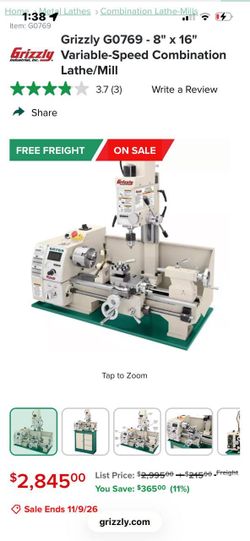 Grizzly G0769 8x16 Variable-Speed Combination Lathe/Mill