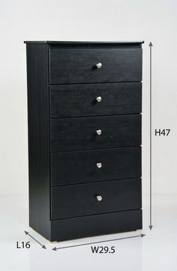 CHEST of drawers for Bedroom 5 drawers Gray with drawer knobs 47x30x16 new sealed Pick up can deliver.