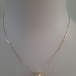 Gold Sterling Silver Necklace With Ball Pendant