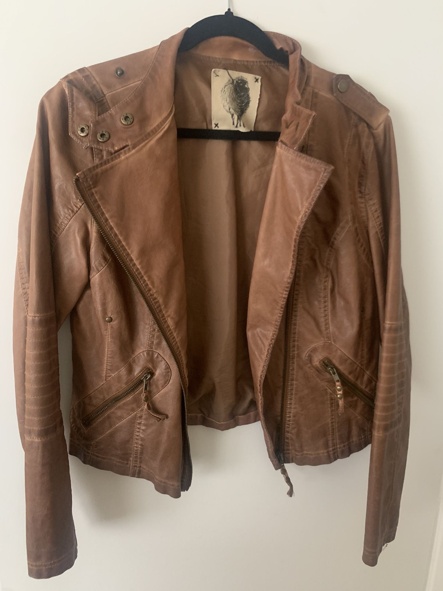 Brown Faux Leather Jacket 
