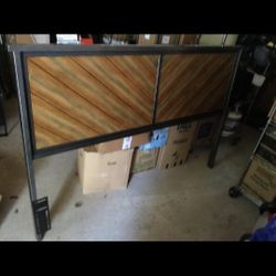 Distressed Wood Look Metal Headboard King