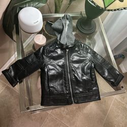 Leather baby jacket