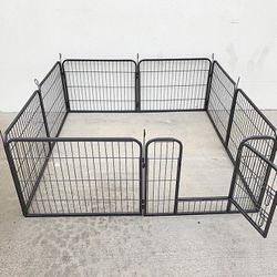(New) $75 Heavy Duty 24” Tall Dog Pet Playpen Fence Gate, 8-Panels X (24” Tall X 32” Wide) 