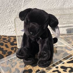 Original TY Beanie Baby *LUKE* - DOB 06/15/1998 Plush Animal Dog Black (Silver Lake)