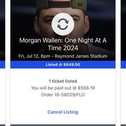 Morgan Wallen Tickets - Floor Level - Fri, Jul 12th