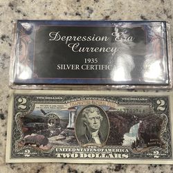 1935 silver certificate and $2 Yellowstone national park bill