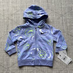 Nike Baby Infant Girl’s Light Smoke Grey Heather Zip Up Hooded Jacket 12M NEW