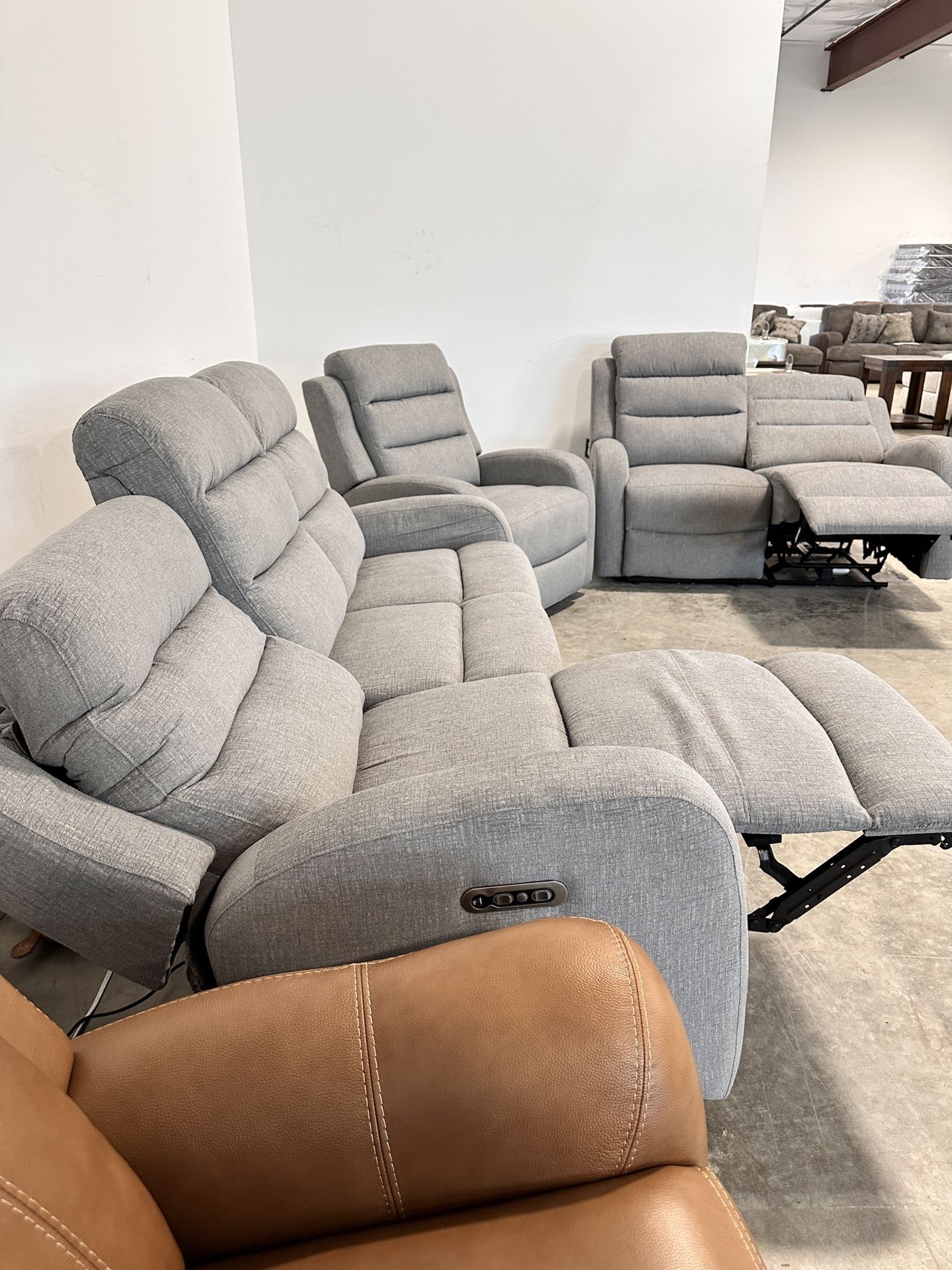 HOT DEAL - Reclining sofa, loveseat, and recliner w/ Power Everything!