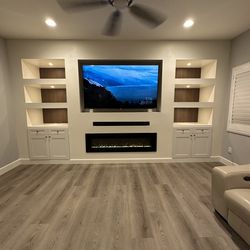 TV Media Wall & Accent Wall Entertainment Center W FirePlace