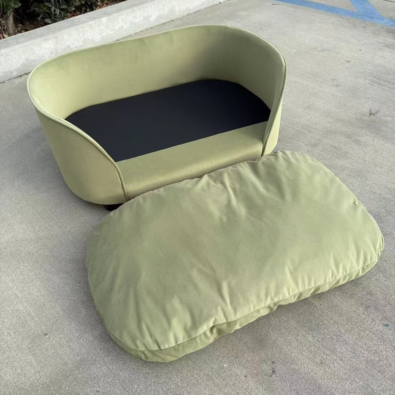 New In Box 27x17x12 Inch Tall Dog Cat Pet Futon Olive Green Color Sofa Bed Lounge Furniture Sleeping Removable Cushion
