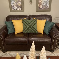 Leather Brown Loveseat 