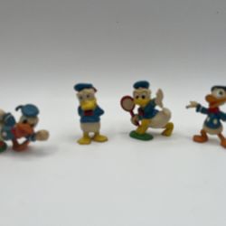 Vintage Walt Disney  Donald Duck Plastic Figures. Set Of 4. Made In Hong Kong 