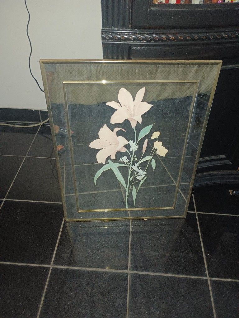 Framed Floral Artwork 28 Inches Length And 22 Inches Width 