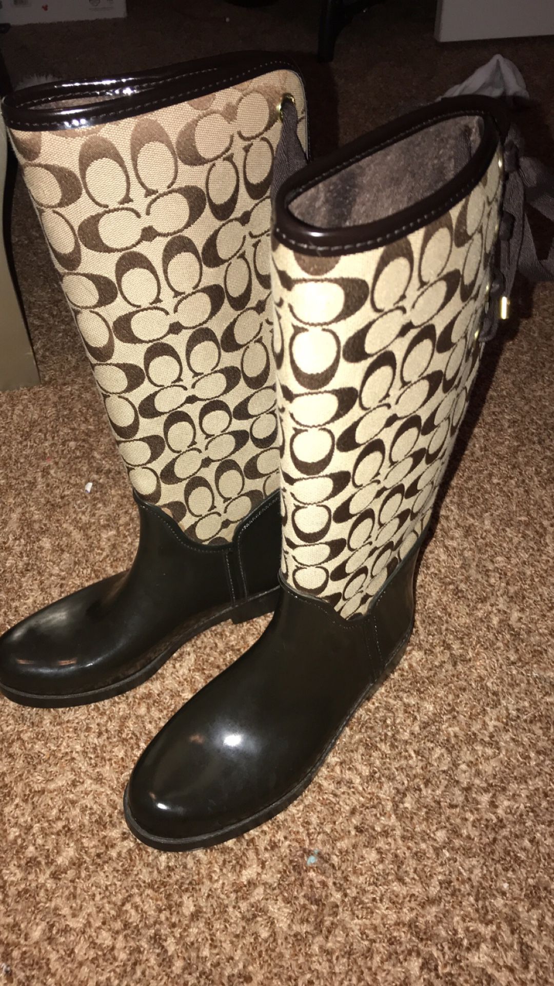 Coach rain boots size 8 womens