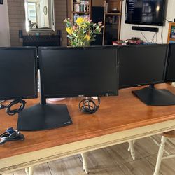 2 Sets Of 19” Dual Asus LCD Monitors w/ Ergotron Adjustable Stands