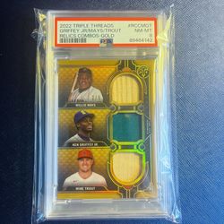 RARE Mays, Griffey, Trout 2022 Triple Threads Gold /9 PSA Graded 8