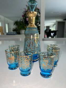 Venetian Glass Decanter And Cordials 