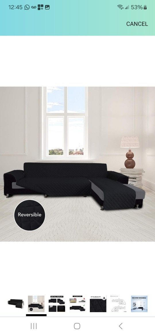 Easy-Going Sectional Couch Covers for Dogs L Shape Sofa Cover Reversible Sofa Slipcover Chaise Lounge Cover Furniture Protector Cover for Pets Dog (La