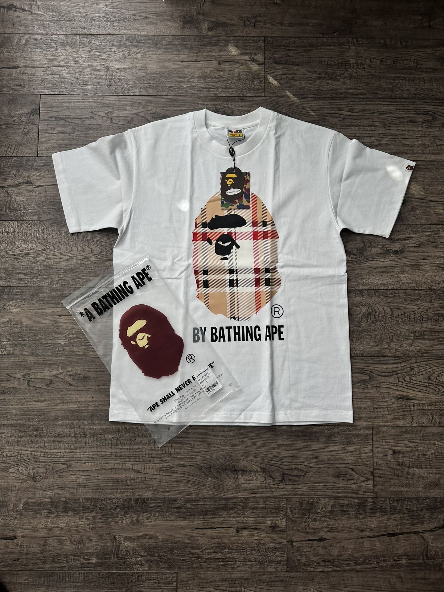 BAPE Check By Bathing Ape Tee ‘White/Beige’