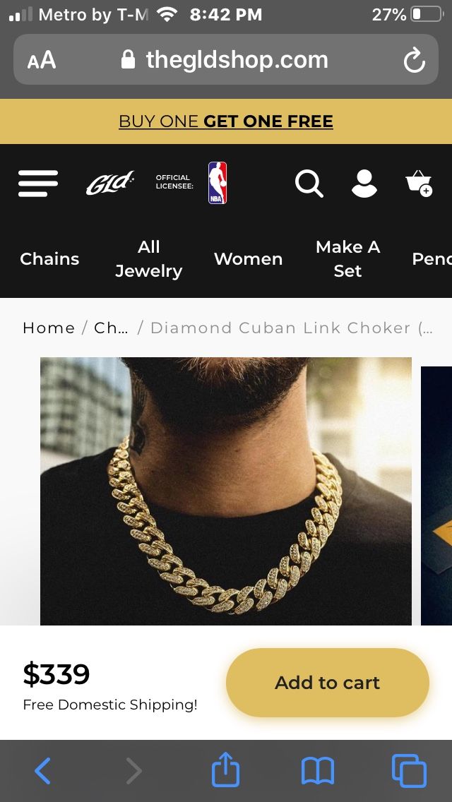 Cuban chain 20mm Gold plated Brass chain