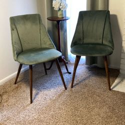 Green suede chair set of two
