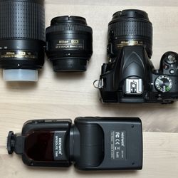 Nikon D3300 Camera With Lenses And Flash