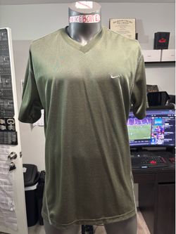 Vintage Y2K Nike Mens X-Large Travis Scott Mini Swoosh Knit V-Neck T-Shirt Green